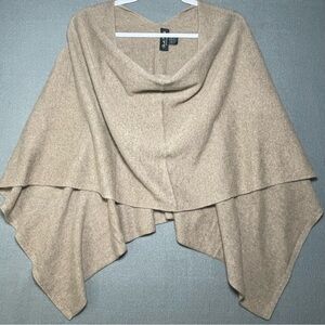 Claudia Nichole 100% Cashmere Ruana Poncho Wrap Camel Tan